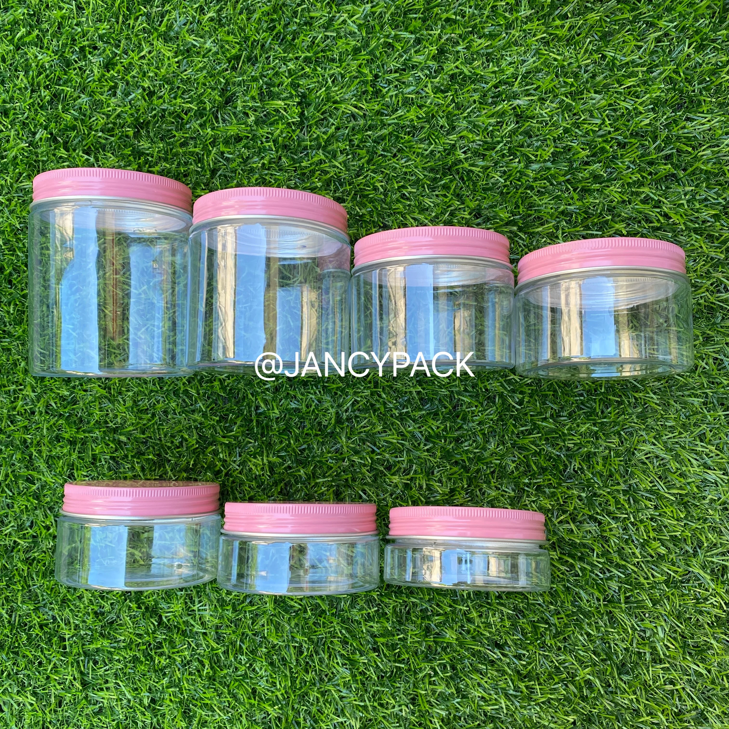 50g-250g Clear Plastic Jar And Lids Empty Containers Aluminum Cap Cosmetic Tin Pot Lip Balm Jar  Oil Wax  Container