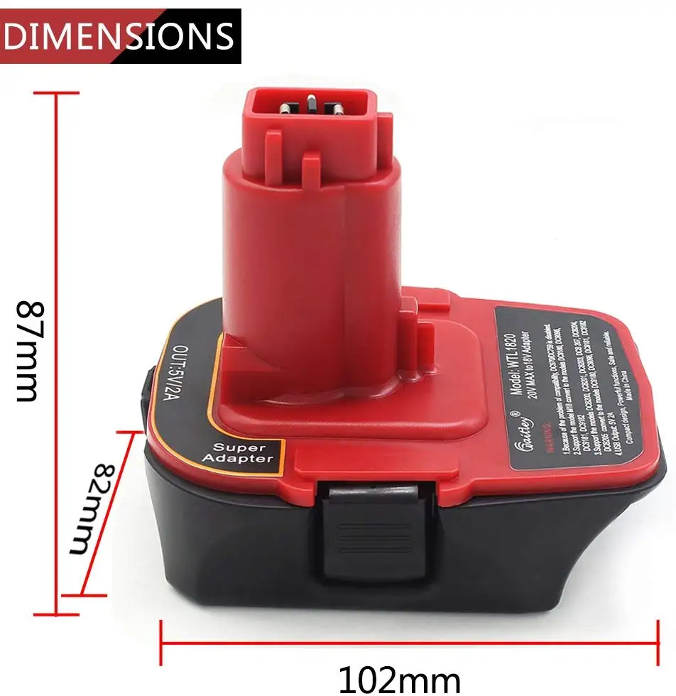 For Dca1820 20V 18V Usb Adapter Work With Dewalt Max Dcb200 Dcb201 Dcb203 Dcb203Bt Dcb204 Dcb205 Dcb206 Compact Batteries