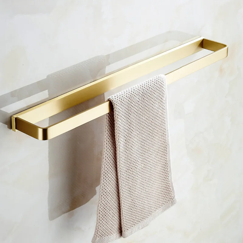 Brass Bath Towel Rack,Bathrobe Holder,Gold Single Towel Bar,Wall Mounted Shelf,Nail Punched,Bathroom Hardware Accessories,60cm