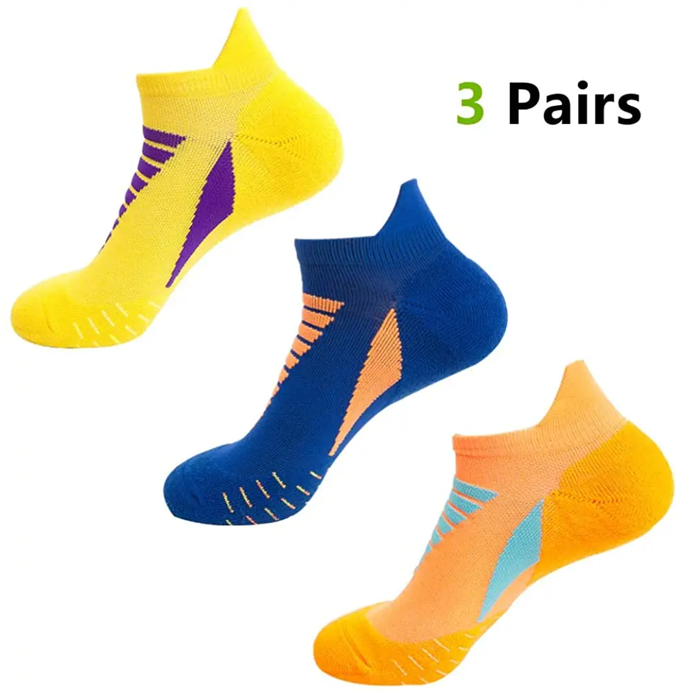 3 Pairs Professional Sports Running Socks Men Cotton Terry Socks Basketball Tennis Thick Socks Shock Absorption Moisture Wicking