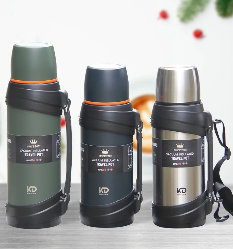 2l/2.5l Travel Thermos Flask Outdoor Stainless Steel Large Capacity Coffee Mug Cup Water Bottle Heat Cold Preservation