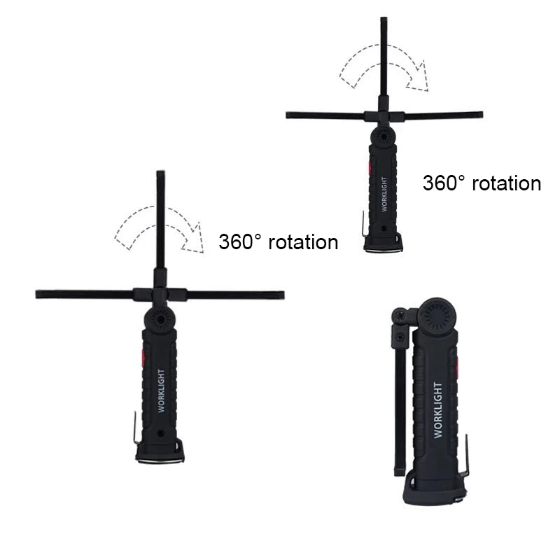 Linterna Led con batería recargable por USB integrada, luz de trabajo plegable multifunción, COB, resistente al agua, para pesca y Camping