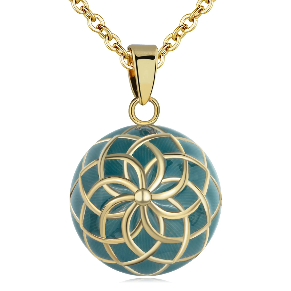 Eudora Harmony Green Gold Color Flower Ball Necklace Chime ball Maternal bola appease fetal prenatal bell pregnant women Jewelry