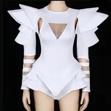 Women’s White Jazz Dance Bodysuit #3