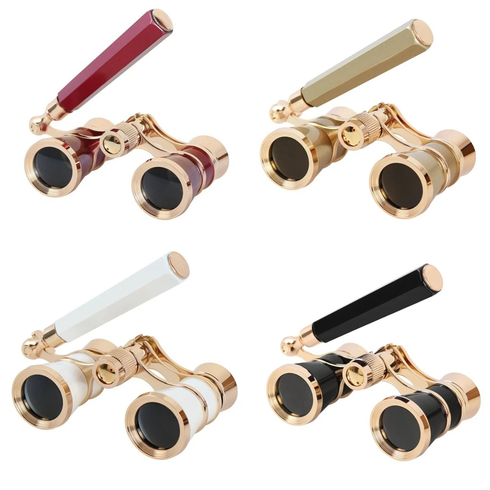 

3x25 Vintage Binoculars Telescope Opera Theater Glasses with Retractable Handle