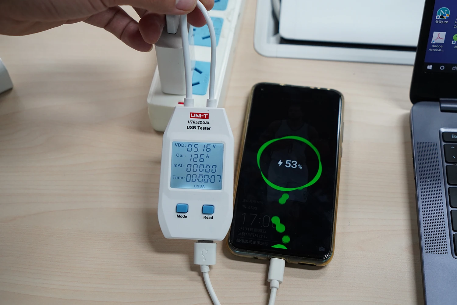 UNI-T ut658double tipo um porto tensão de saída usb tester atual energia capacidade circuito quivalent resistência carga eletrônica