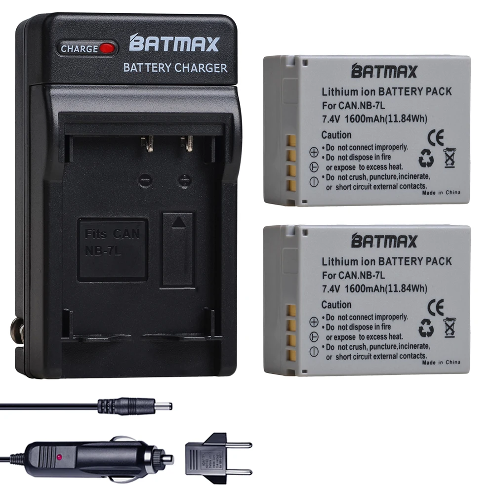 

Batmax NB-7L NB7L 1600mAh Battery akku +Digital Wall Charger for Canon PowerShot G10 G11 G12 SX30IS