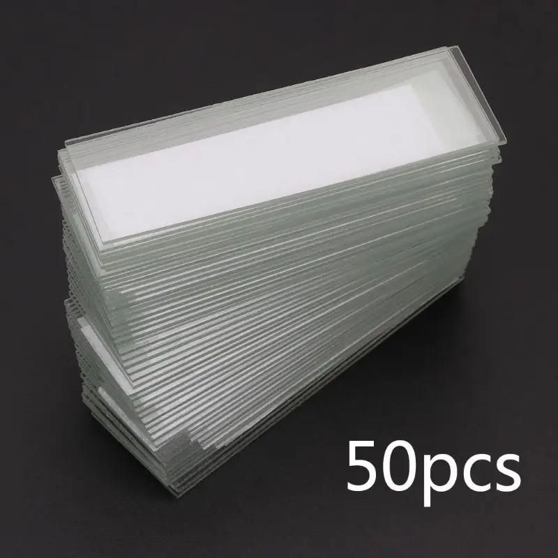 A0KF 50Pcs 1mm Thickness Cavity Glass Coverslips Single Concave Microscope Glass Slides Reusable Laboratory Blank Sample Cover