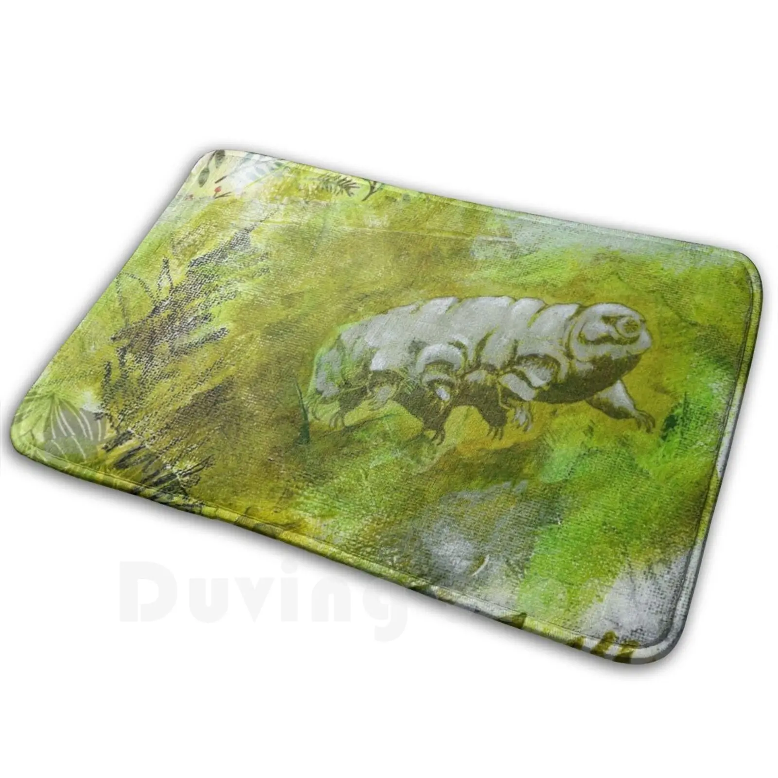 Roly-Poly Tardigrade Mat Rug Carpet Anti-Slip Floor Mats Bedroom Tardigrade Water Bear Collage Acrylic Painting Ink Drawing