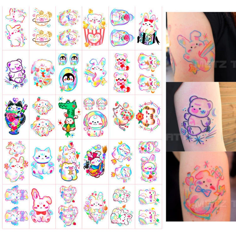 50Pcs Temporary Tattoo Sticker Waterproof Water Transfer Cute Graffiti Fake Tattoo Face Arm Sticker New Temporary Tattoo