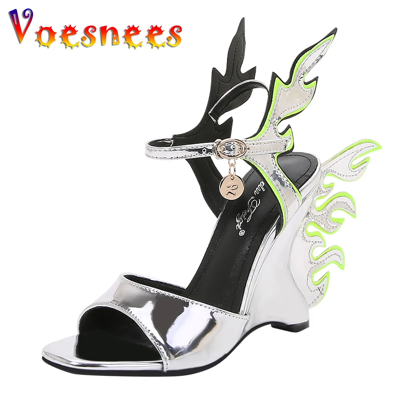 

Сандалии женские с открытым носком, босоножки-гладиаторы на платформе 10 см, пикантная обувь с языками пламени, обувь для вечеринки, клуба, свадьбы, красные, Размеры 35-43