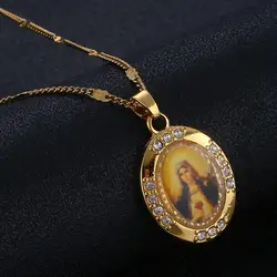 Gold Color Virgin Mary Pendant Necklace Women Religious Prayer Women Chain Jewelry