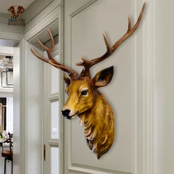 Simulation Deer Head Wall Hanging Animal Head Wall Decoration European Retro Creative Porch Living Room
