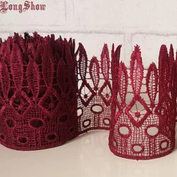 1 Lot/5Yards Pure Polyester Burgundy Color Embroidered Lace Trim Apparel Decorative Sewing Lace Border DIY Material