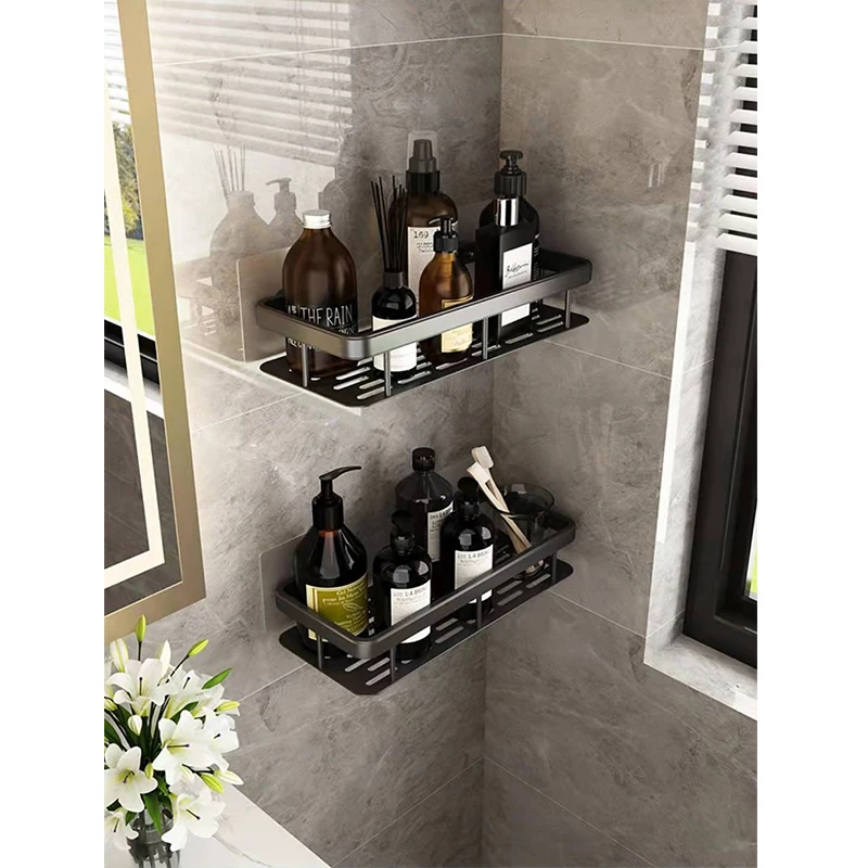 

полка для ванной Perforation-Free Bathroom Shelf Bathroom Accessories Shelf Toilet Toiletries Wall Rack Storage Rack Organizer