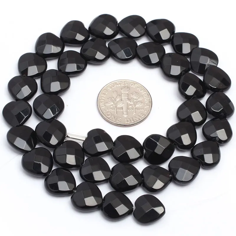 Natural Black Agates Faceted Heart Beads For Jewelry Making Strand 15 inch DIY Jewelry Design Bead For Bracelet Necklace Gifts