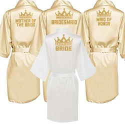 Nieuwe Champagne Badjas Bruid Satijn-Zijden Gewaad Vrouwen Bridal Party Zus Team Moeder Douche Gift Bruidsmeisje Bruiloft Korte Gewaden