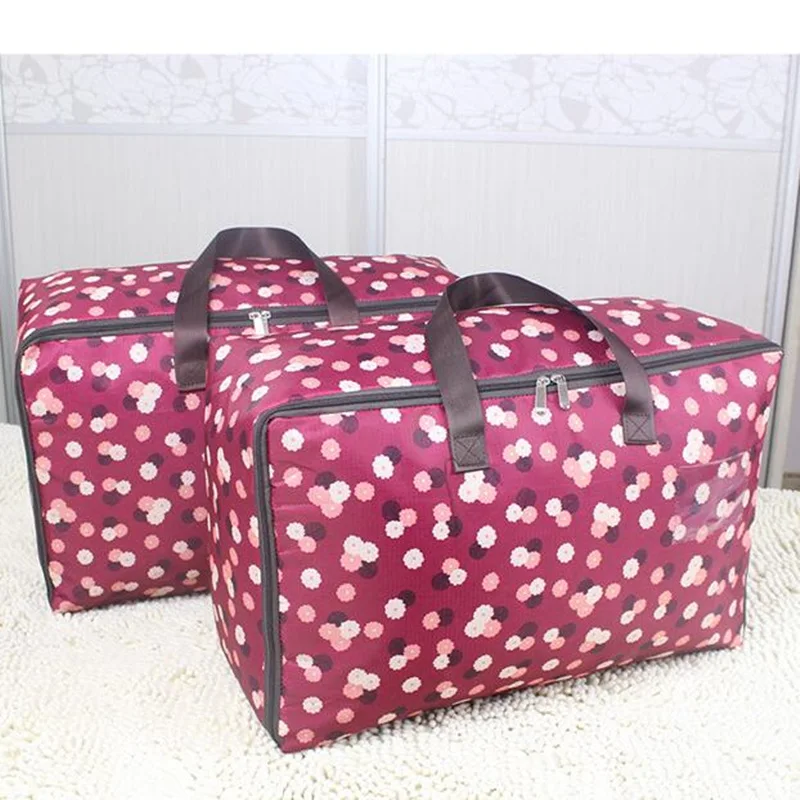 1 Piece Floral Household Bag Portable Clothes Storage Organizer Package Bag For Bedding Item Durable Closet Quilt Organizer Bag