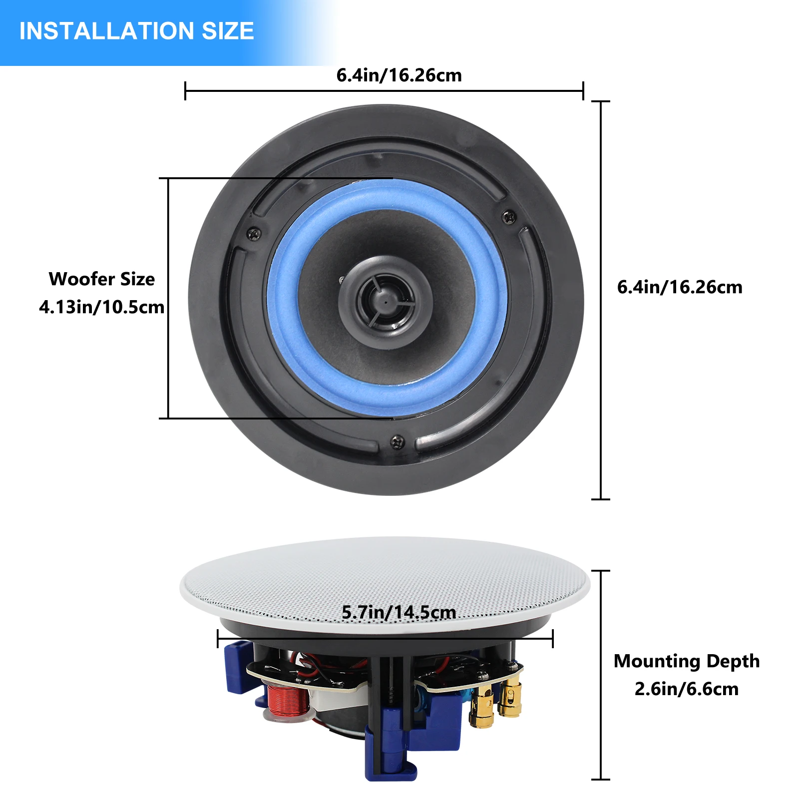 2 Pairs Herdio 4 Inches 320 Watts 2 Way Flush Mount Bluetooth Ceiling Speakers Perfect For Bathroom Kitchen Living Room Office