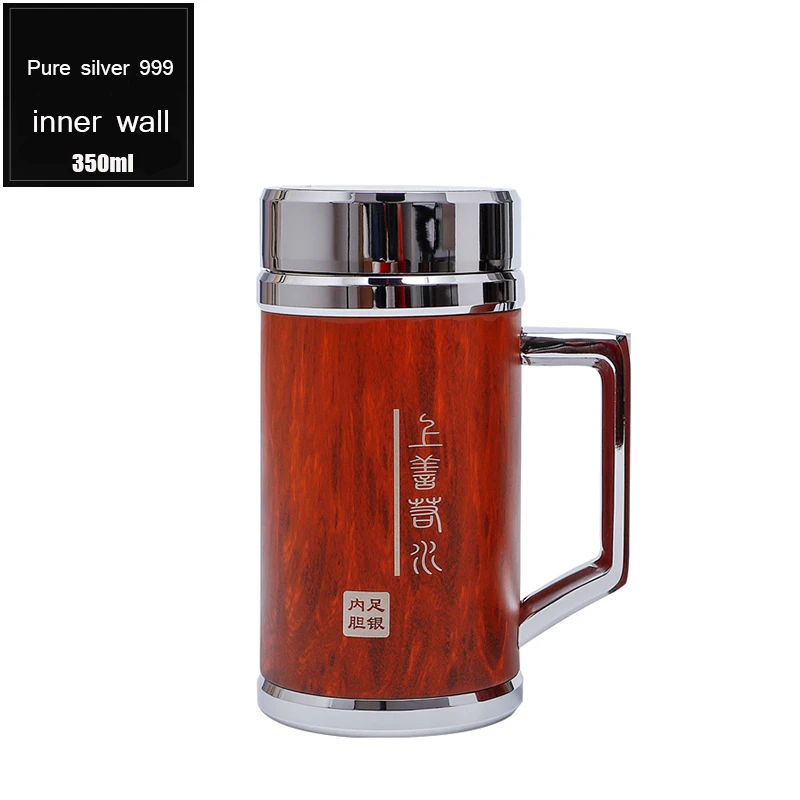 Teapot Thermos Inner Wall Sterling Silver S999 450ml Thermos Mug Stainless Steel Tumbler Thermos Travel Coffee Mug