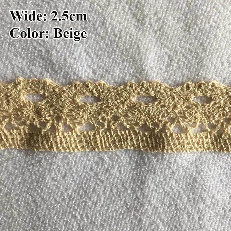 Cotton Lace Ribbon Beige White DIY Handmade Wedding Party Craft Gift Packing Patchwork Crocheted Lace (5/10/20 meters/lot)