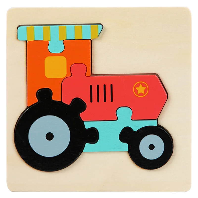 Kinder Holzspielzeug 3D Holzpuzzle Cartoon Tiere Kognitives Puzzle Frühes Lernen Lernspielzeug für Kinder Geschenk