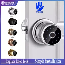 TTLOCK  Biometric Electronic  Digital Keypad Zinc Knob Fingerprint Smart Cylinder Door Lock