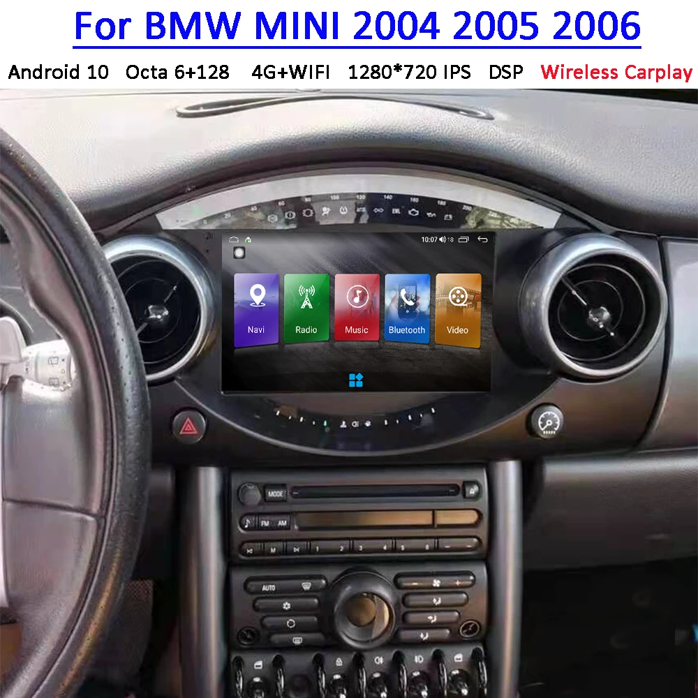 

Android 10 автомобильный мультимедийный плеер для BMW MINI 2004 2005 2006 Dvd Радио магнитофон GPS Навигация стерео головное устройство Carplay аудио сенсорный