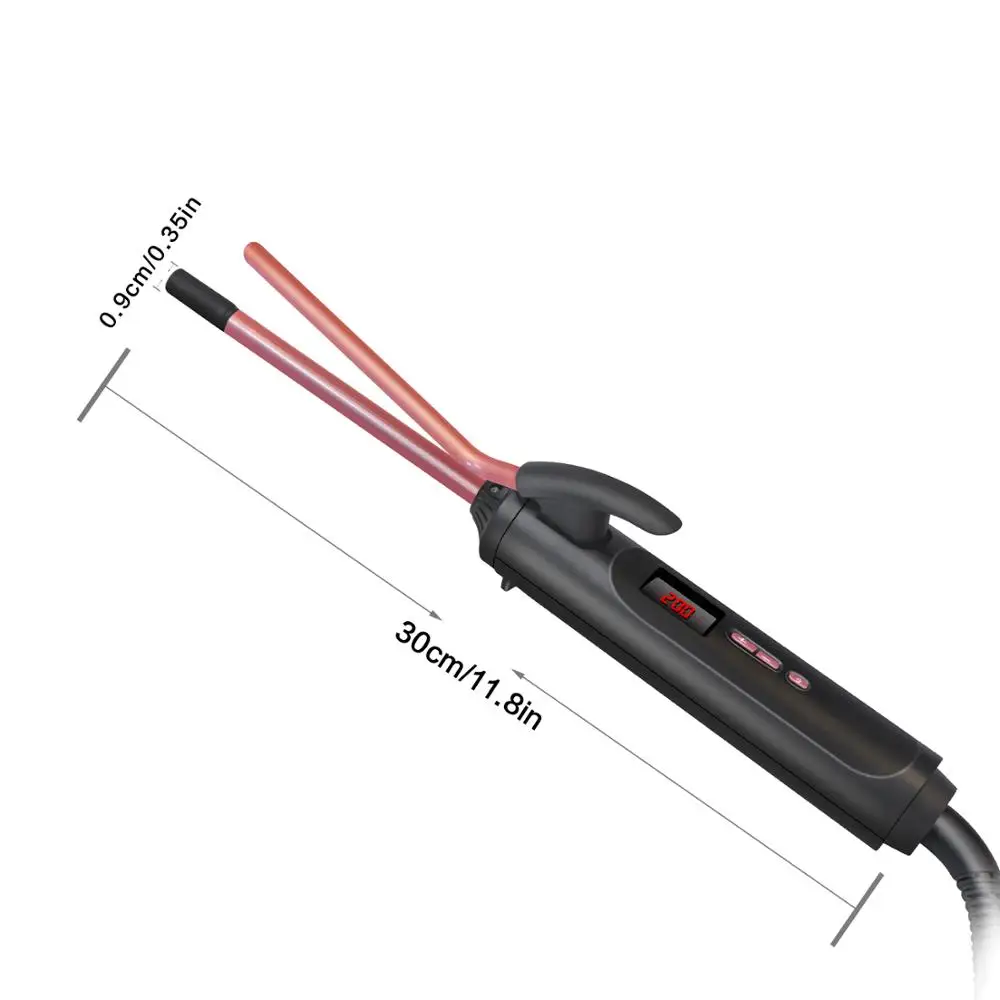 3/8 Polegada pequeno rotativa curling ferro 9mm spin curler barril fina varinha de cabelo curl para homens cabelo curto cerâmica homem vacilar