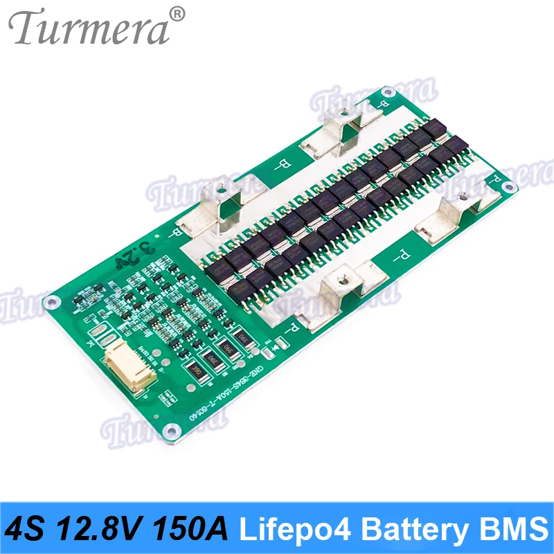 Turmera 4S 12,8 V 150A Lifepo4 BMS 92mA corriente de equilibrio para sistema de energía Solar de batería Lifepo4 de 3,2 V 100Ah 280Ah 310Ah o uso UPS