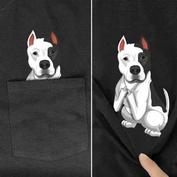 CLOOCL Funny Pitbull T-Shirts Pocket Dogs Printed T-shirt Men's for Women Shirts Hip Hop Tops Cotton Tees Dropshipping