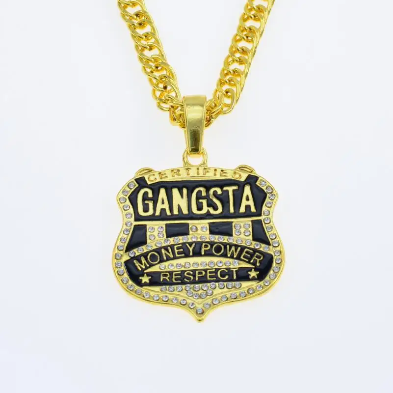 2021 Gangsta Rap models fashion jewelry Europe and the United States big men\'s hip hop badge shape pendant necklace jewelry