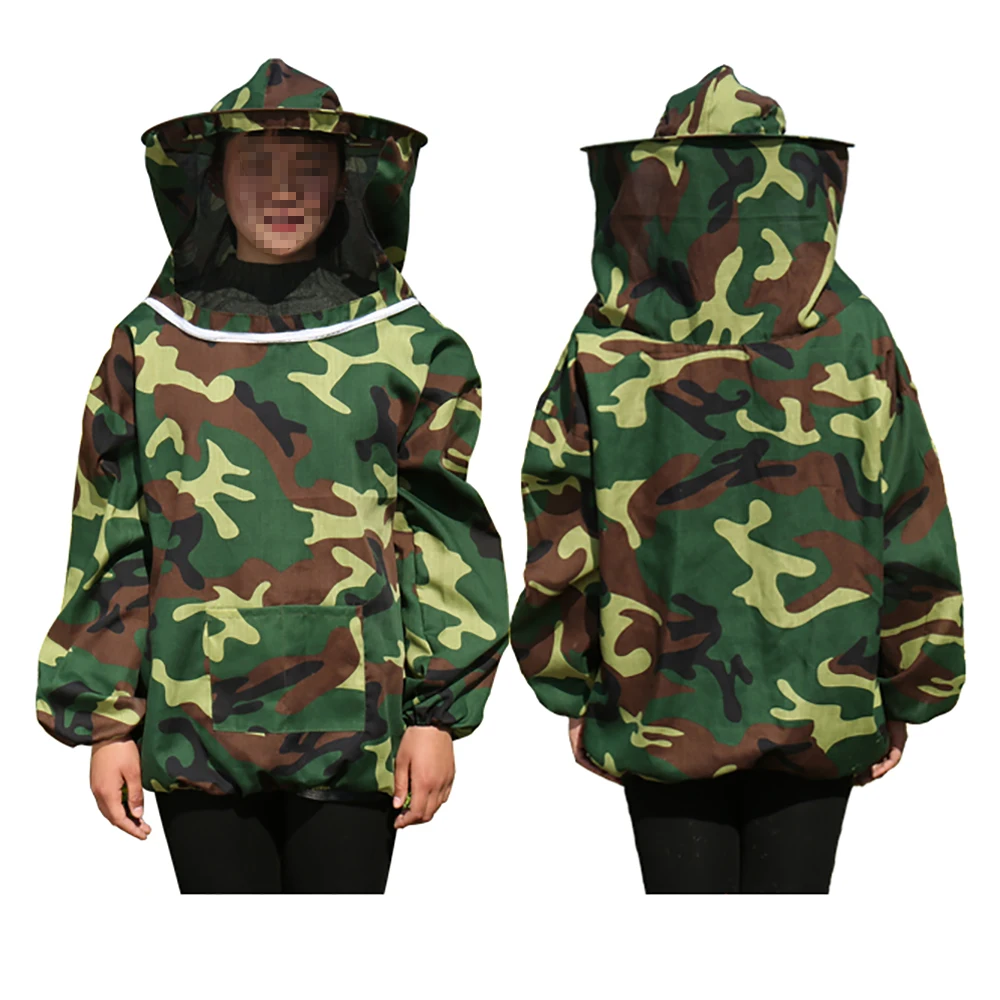 1PCS Beekeeping Hooded Clothes Jacket Anti-mosquito Mask Hat Schleier Protection Camouflage Face Cover Veiled Suppliers