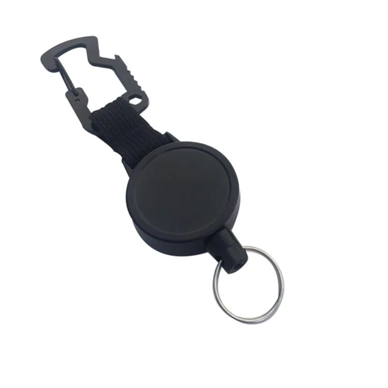 Black High Elastic Metal Retractable Pull Badge Reel Outdoor Function ID Card Badge Holder Reels Recoil Chain Clips Key Ring