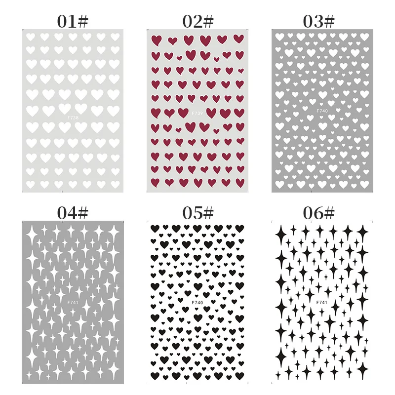 1pcs 3D Nail Sticker Black Heart Love Self-Adhesive Slider Letters Slider Nail Art Decorations Stars Decals Manicure Accessories