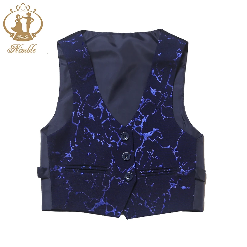 Spring Autumn Formal Kids Wedding Blazer Baby Boys Suit Children Party Host Costume Coat Pants Vest 3Pcs Blue Wholesale Clothing