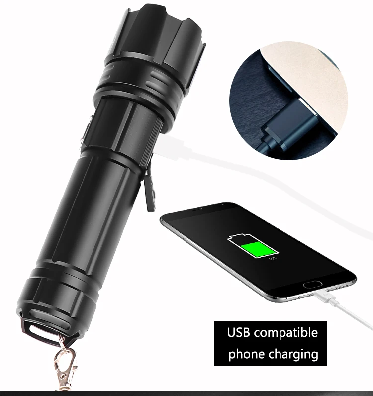 80000LM Powerful Led Flashlight XHP70 flashlight USB charging Zoom led torch lanter 1*26650 battery For Camping  cycling Lamp