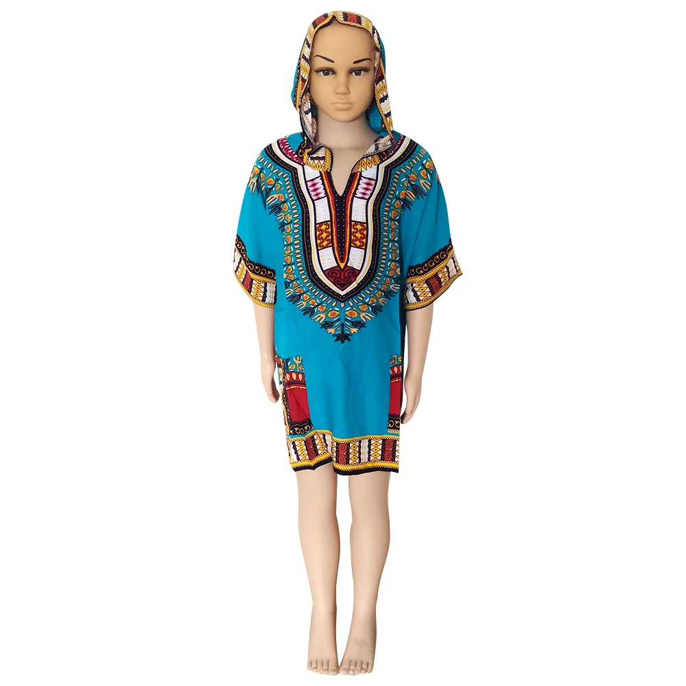 Dashiki-sudaderas con capucha para niños, ropa Africana holgada estampada de manga corta, Camiseta clásica para niños y niñas, Tops bonitos de verano 2022