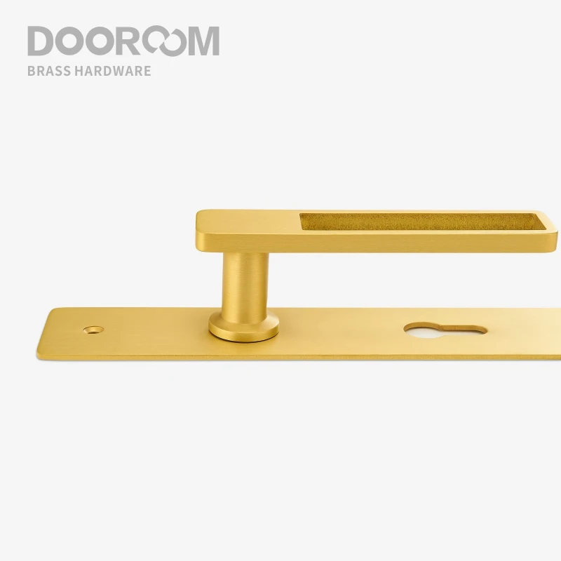 Dooroom Brass Door Lever Ultra-thin Mute Black Gold Interior Bedroom Bathroom Wood Door Lock Set Long Plate