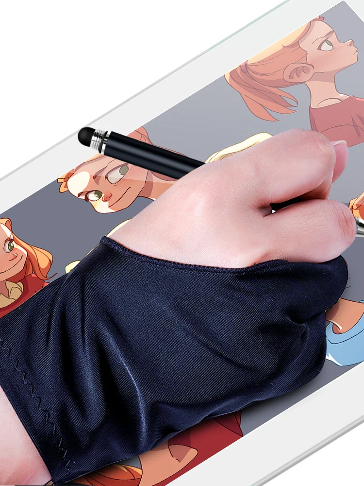 Two-fingers Anti-touch Gloves Drawing Sweat-proof Anti-Fouling Painting Gloves For ipad Screen Touch Board For Tablet Stylus Pen