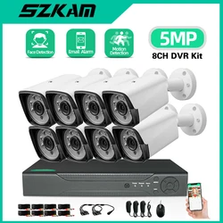 AI 8CH DVR Kit 8pc 5M 8MP Wired Camera Night Vision AHD TVI Video Surveillance Motion Face Detect Outdoor Security CCTV System