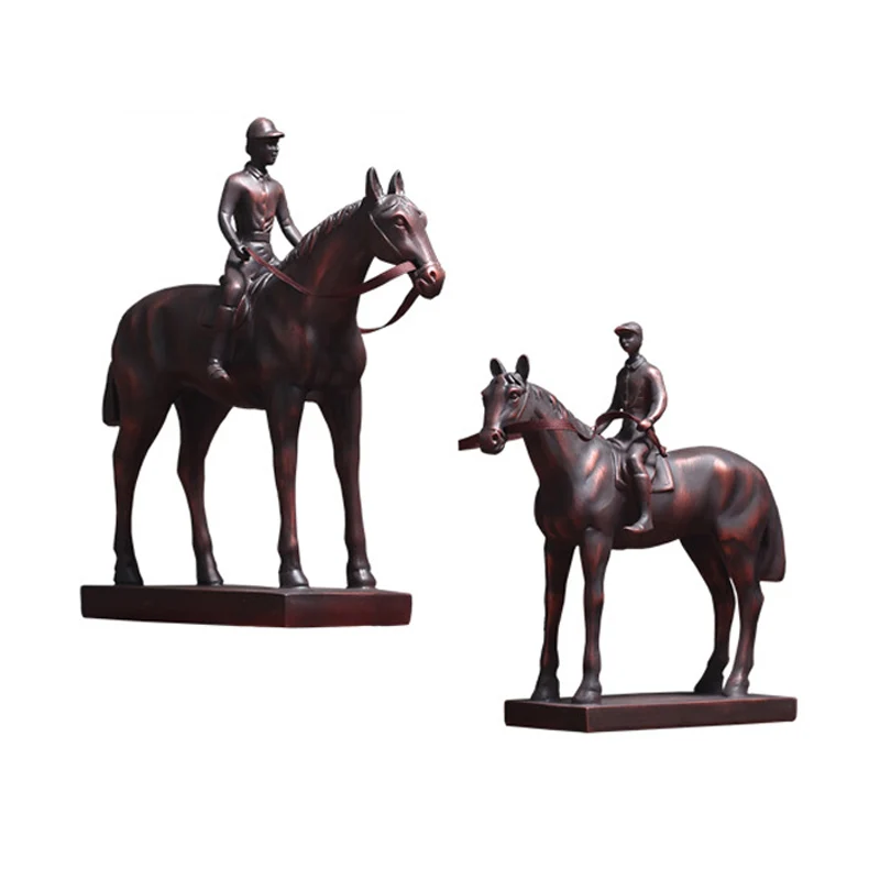 Vintage War Horse Knight Home Decoration Crafts Artwork Sculpture Desk Decor Miniature Model Figurines Resin Ornament Statue