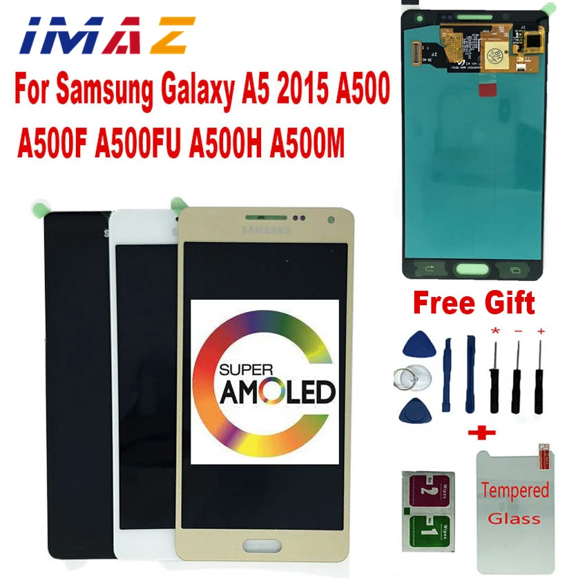 IMAZ Super AMOLED 5.0“ LCD For Samsung Galaxy A500 A5 2015 A500F A500FU/M LCD Display Touch Screen Digitizer Assembly For A5 LCD