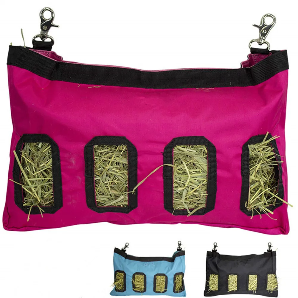 2sizes Hay Bag Hanging Pouch Feeder Holder Feeding Dispenser Container For Rabbit Guinea Pig Small Animals Pet Machine Washable