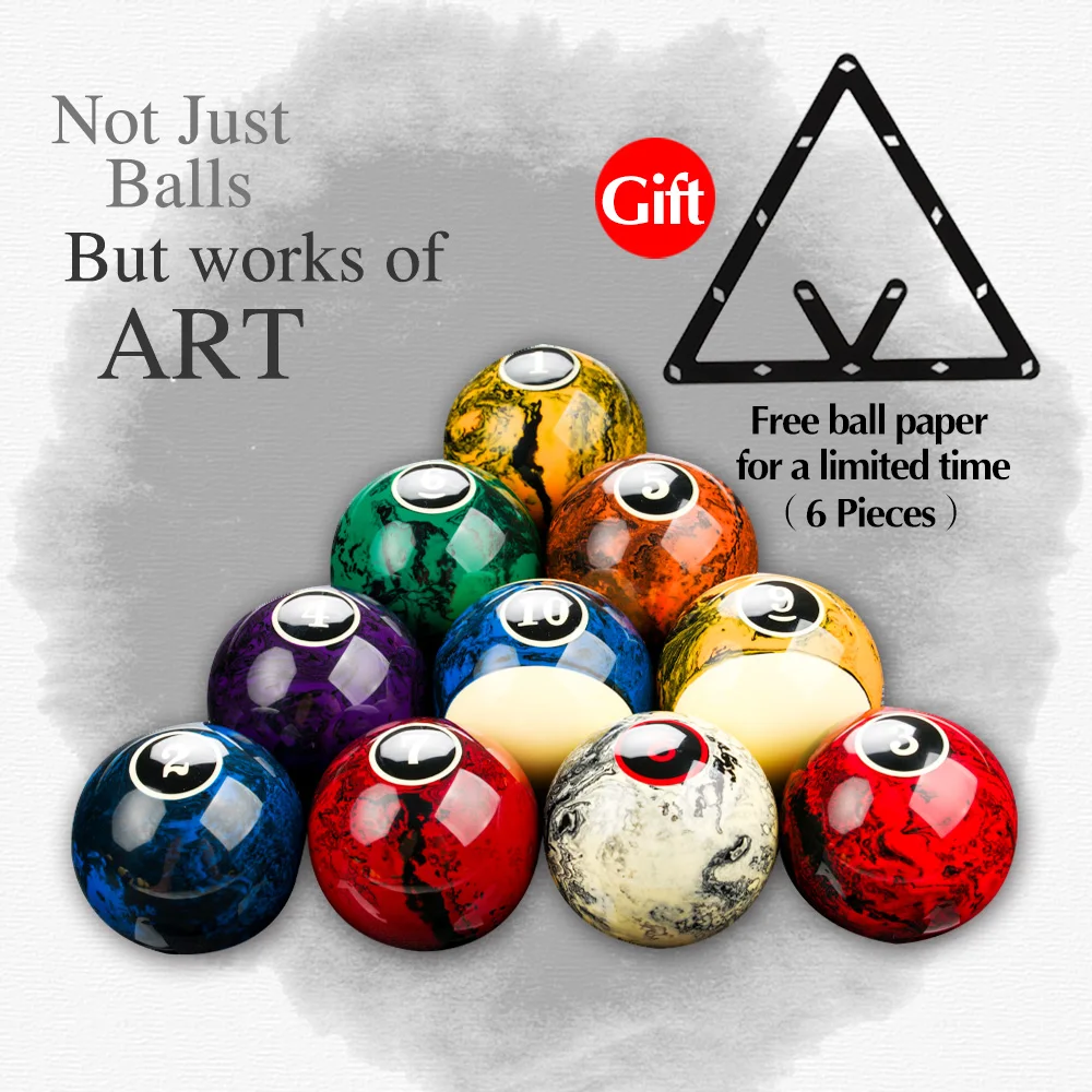 

AXD16pcs Balls Set 57.2mm Taiwan Resin Balls Marble Pattern Pool Cue Balls Smooth Unique Billiard Accessory Ball Papers As Gift