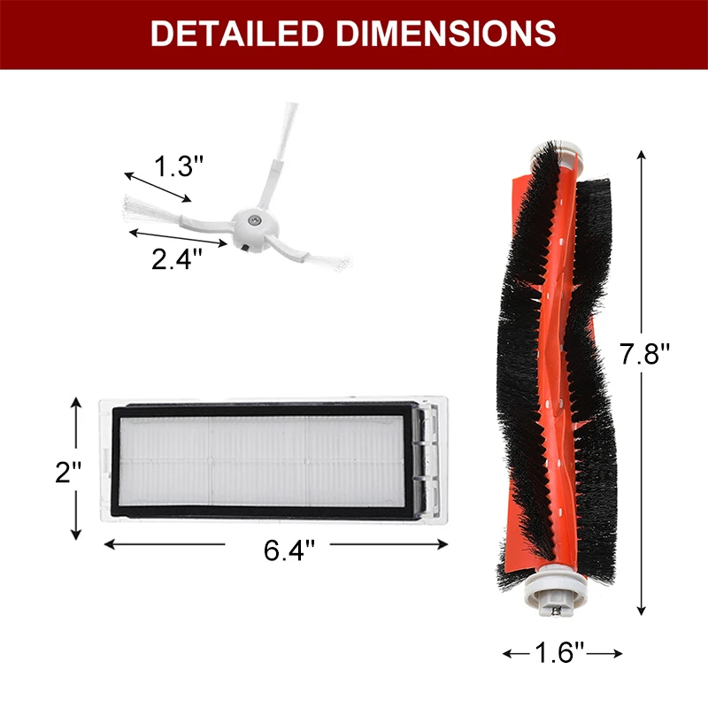 Vacuum Cleaners Parts Accessories Kits for xiaomi 1S MI Robot Replacement Vacuum Parts Main Brush Filter Side Brush Blide Comb