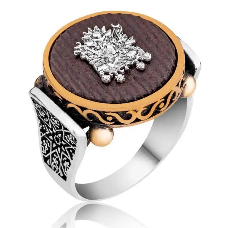 Silver Kuka Tree Ottoman Crest Men's Ring - 925 Sterling Men's Jewelry Wedding Birthday Gift - Box - Men - Fashion - Botiva - Size - Turkish - Patterned Embroidery