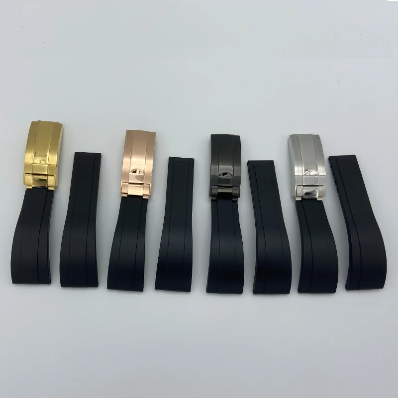 20mm Rubber Watchband Silicone Wristband Watch Strap Stainless Steel Buckle For Accessories Men's Bracelet