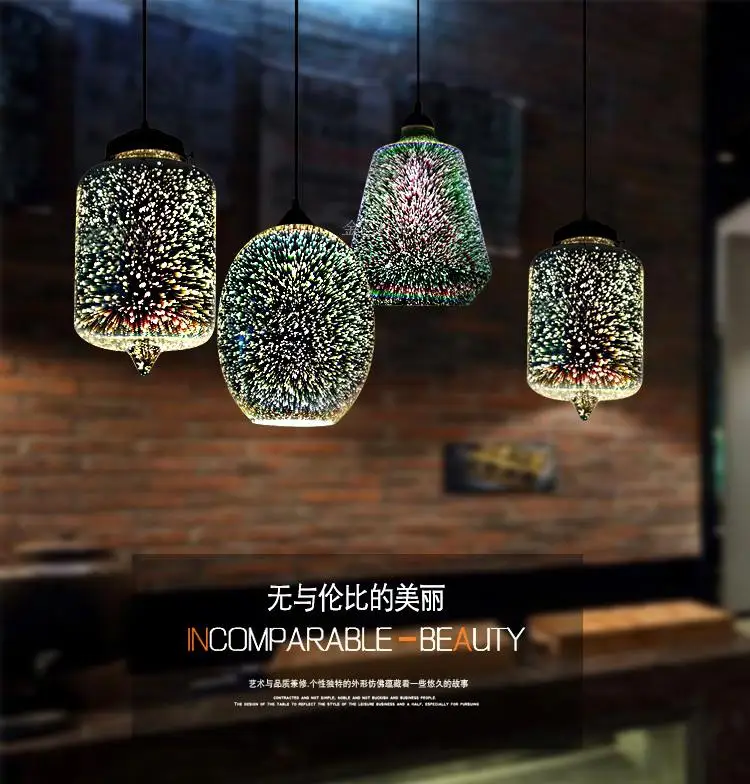 

3D Glass Pendant Light Firework lightsColourful Handblown Lighting Fixture useful Restaurant Shop Living Dining Room