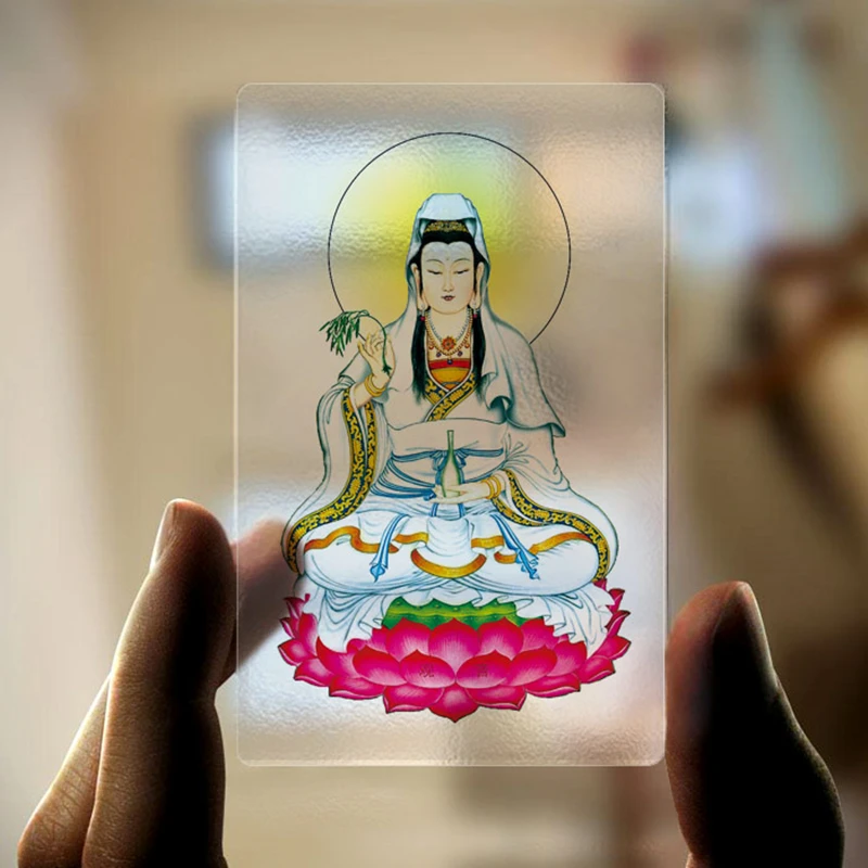 Nanwu Guanyin Bodhisattva transparent PVC card,  Thangka,  Safety Amulet foka，opening the light